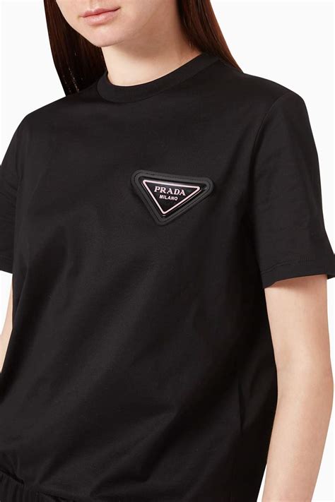 prada triangle logo t shirt|prada triangle logo women's.